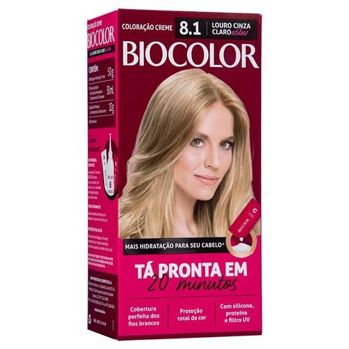 Tintura de Cabelo Biocolor Louro Cinza Claro Estiloso 8.1 em Oferta na Shopee