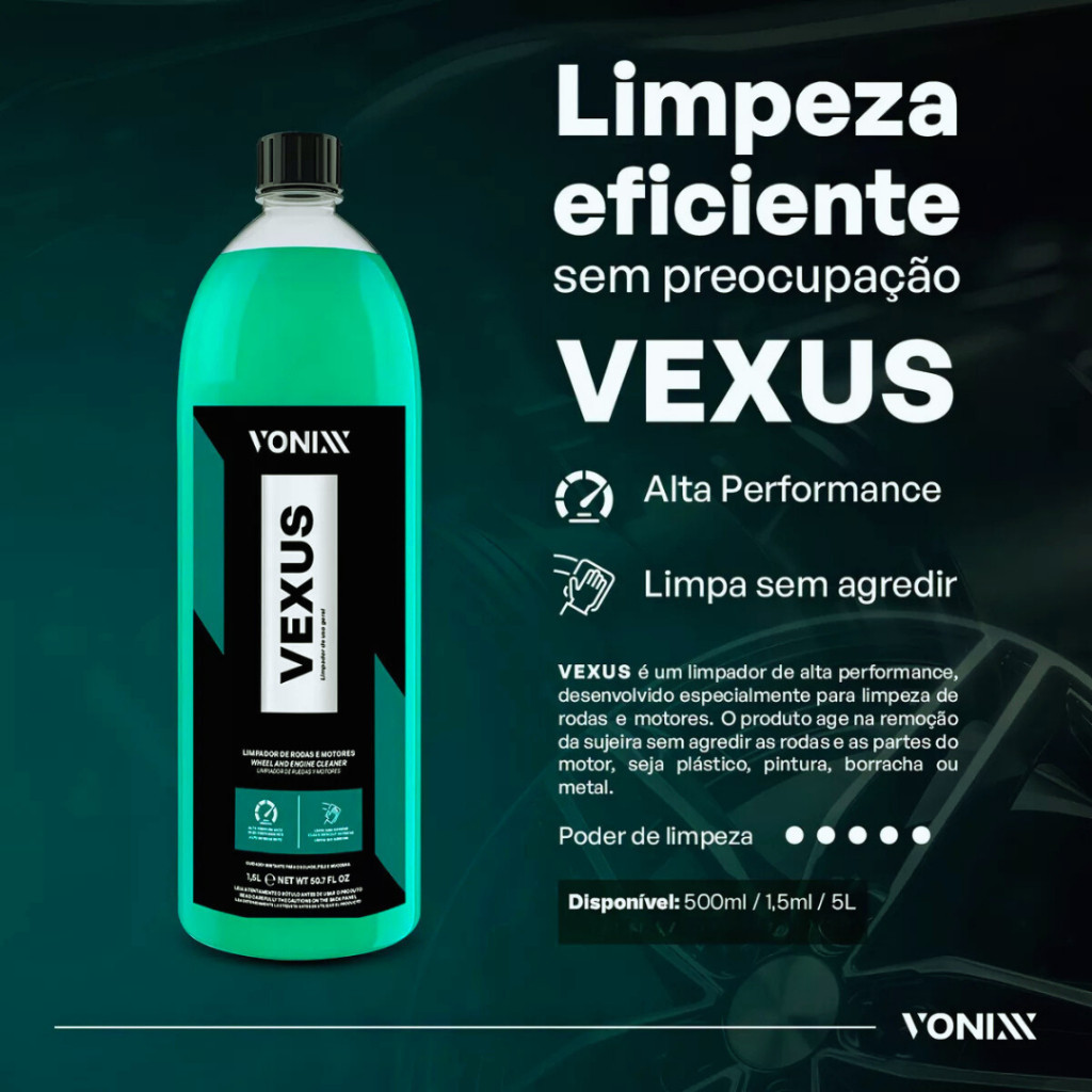 Vexus 1,5l Vonixx Limpador De Motor E Rodas Alcalino Limpeza Pesada Sem Agredir + Panos E Brindes — imagem 2 de 2