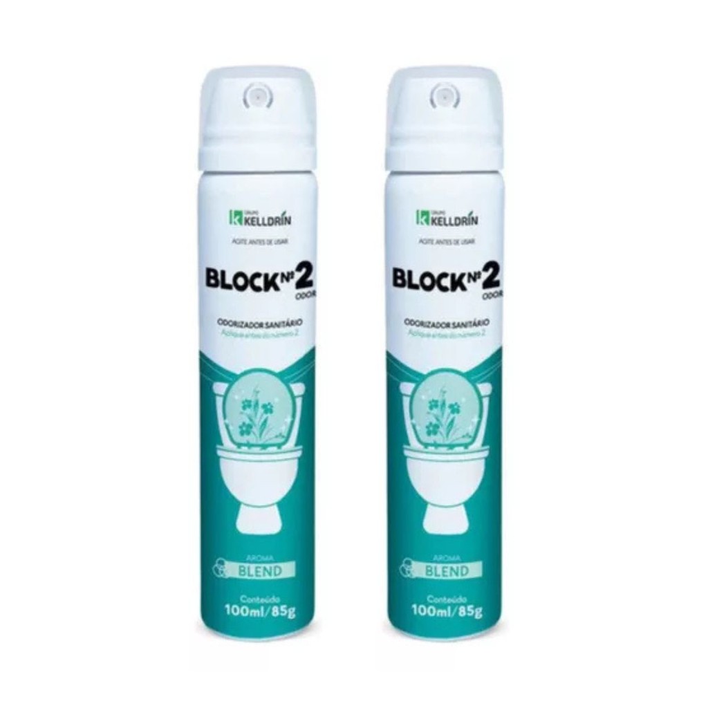 Spray Desodorizador Sanitário Block N°2 Kelldrin 100ml 2Uni