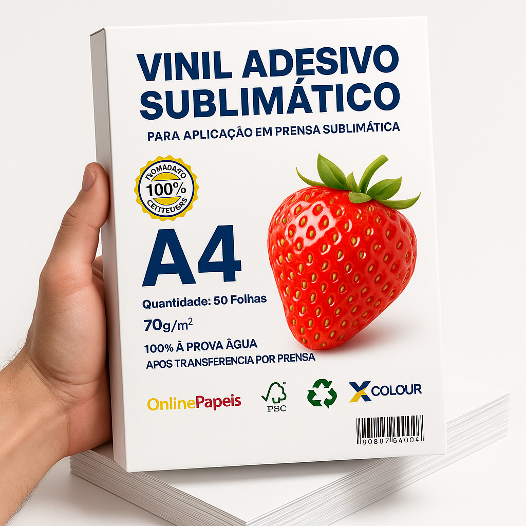 Vinil Sublimatico Transparente ou Branco Adesivo A4 50 Folhas