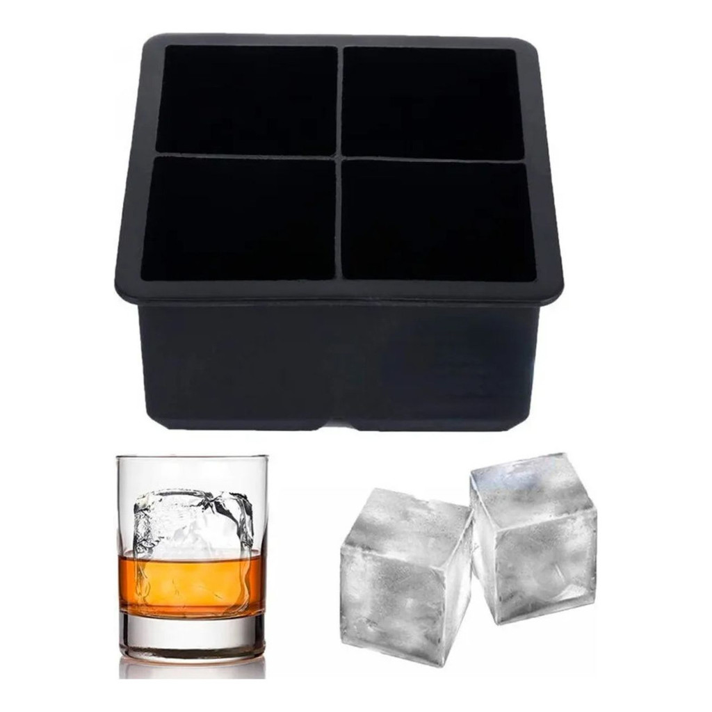 Forma De Gelo Em Silicone Com Cubo Grande 4 Cubos Drink Top