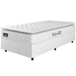 Cama Box Solteiro Colchão Espuma D33 Pillow Top New Millenium 88x188x57cm Branco Hellen – Suporta Até 120 Kg Por Pessoa