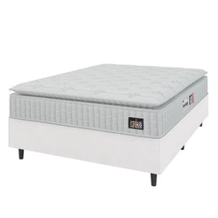 Cama Box Colchão Casal Espuma D33 Vangogh Pillow Top 138x188x67cm Linho Branco Hellen Branco