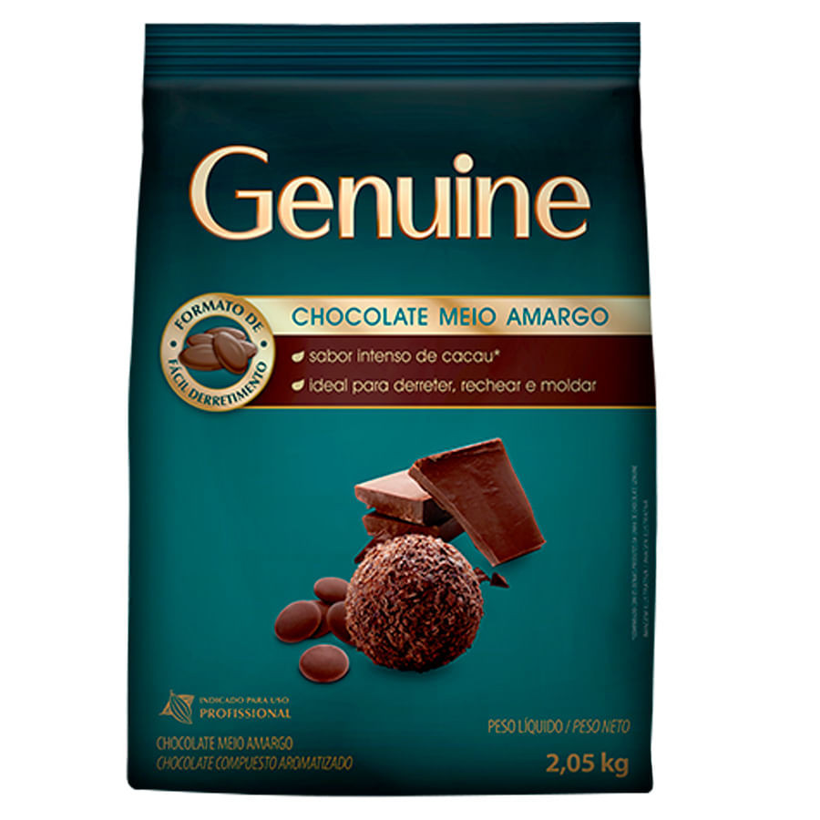 Chocolate Genuine Gotas Meio Amargo 2,05kg CARGILL em Oferta na Shopee