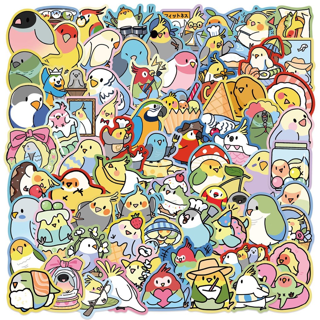 70 Peças Adesivos De Graffiti De Papagaio De Borda Colorida De Desenho Animado-Decoração DIY À Prova D'água Para Guitarr em Oferta na Shopee