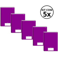 Kit Com 05 Caderno Brochura 96 Fls Capa dura - STIFF KITS:ROXO