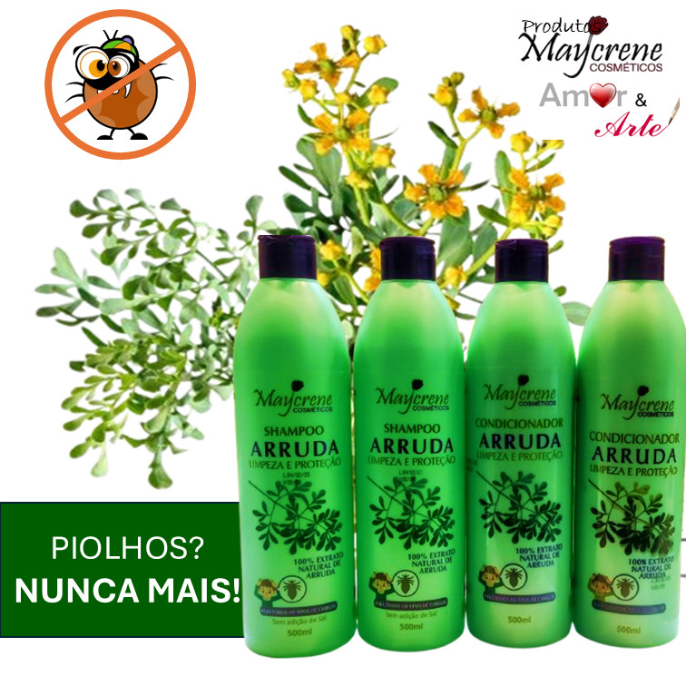 Kit Duplo Shampoo (2x) + Condicionador (2x) De Arruda Mata Piolho E Lêndeas