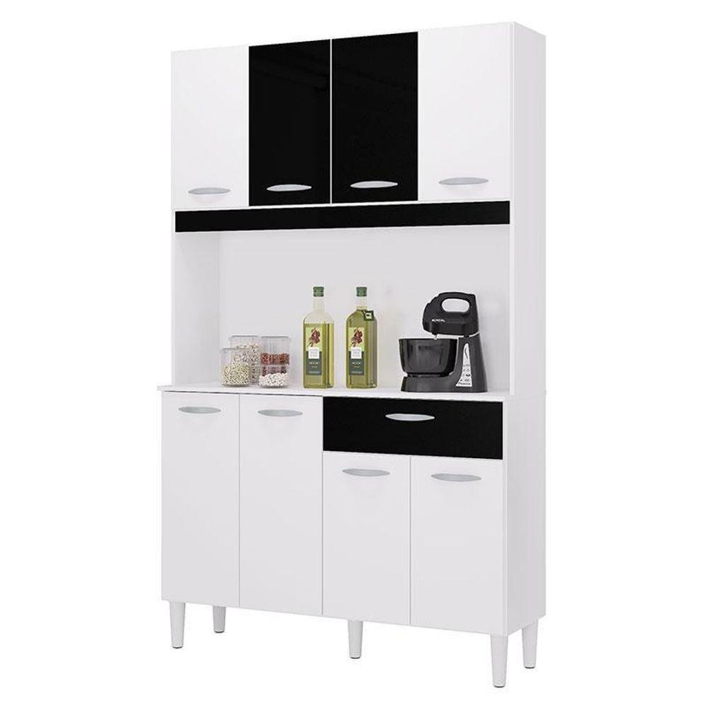 Cozinha Kit Cassia 8 Portas Branco Preto - Poquema em Oferta na Shopee