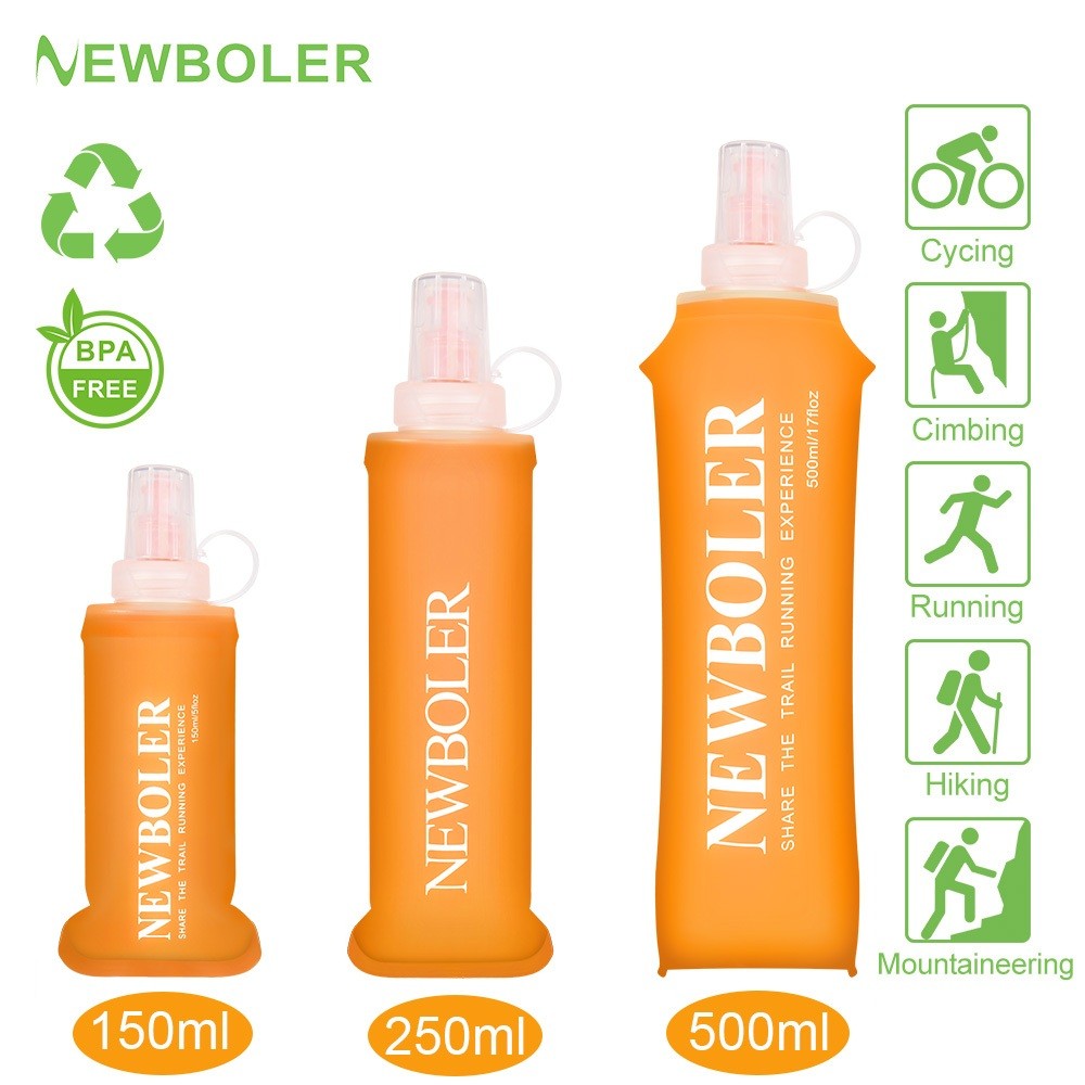 NEWBOLER 150ml 250ml 500ml Frasco Macio TPU Silicone Garrafa De Água Dobrável Para Esportes Ao Ar Livre Viajar Correndo em Oferta na Shopee