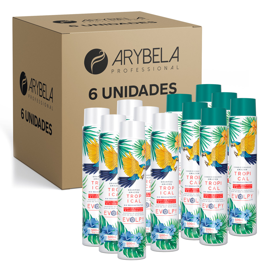 PACK 6 UN - SHAMPOO + CONDICIONADOR TROPICAL AMAZON BIO RECONSTRUTOR - EVOLPY LISS