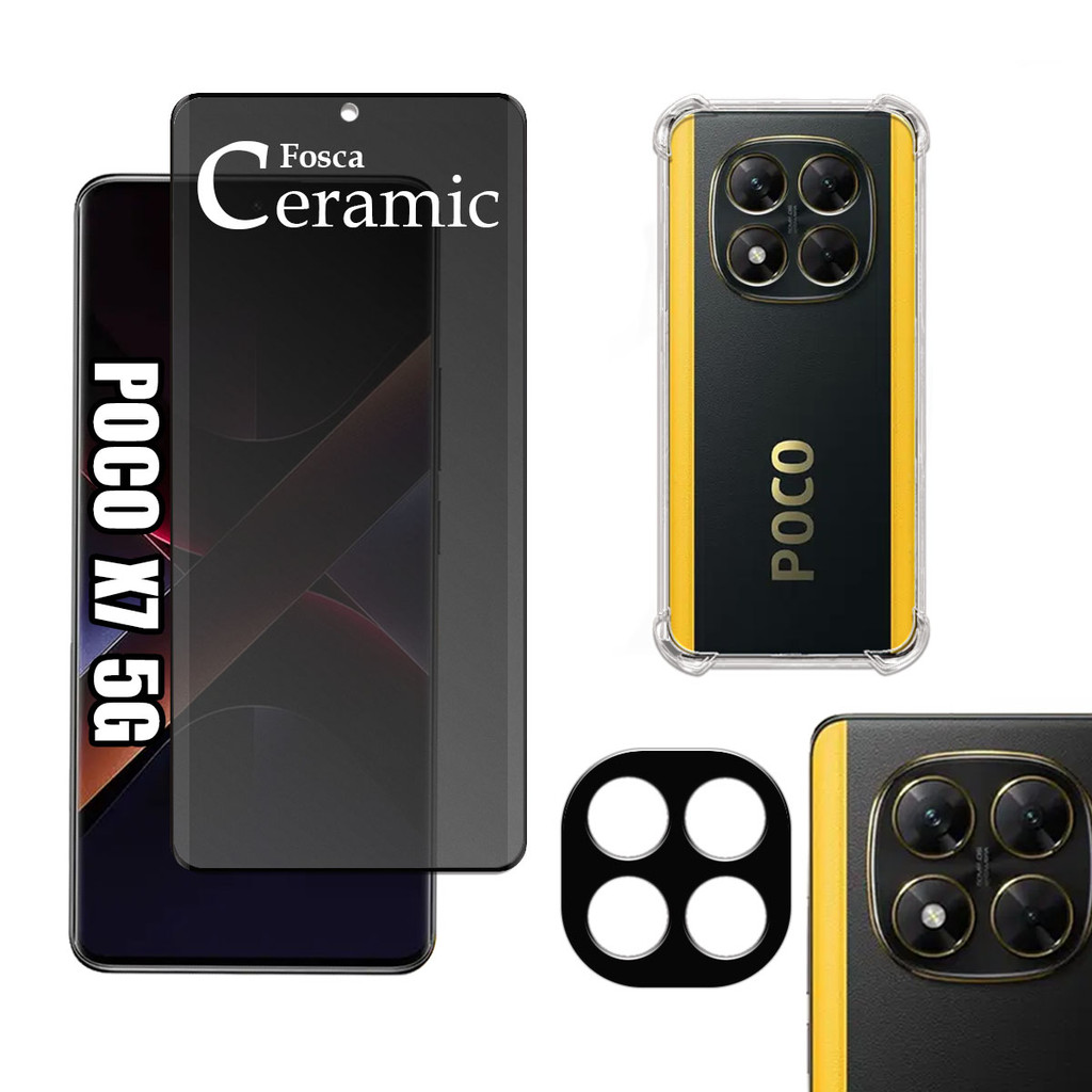 KIT Para Xiaomi Poco X7 - Película de Privacidade Fosca 9D - Capa - Câmera