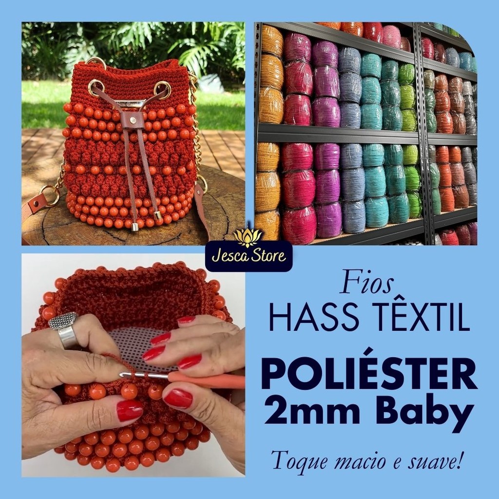 Fio Poliéster 2mm Baby - Hass Têxtil em Oferta na Shopee