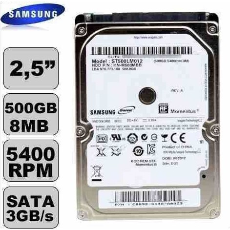 HD Externo Sata 500GB 2.5" Samsung para Notebook ou PC
