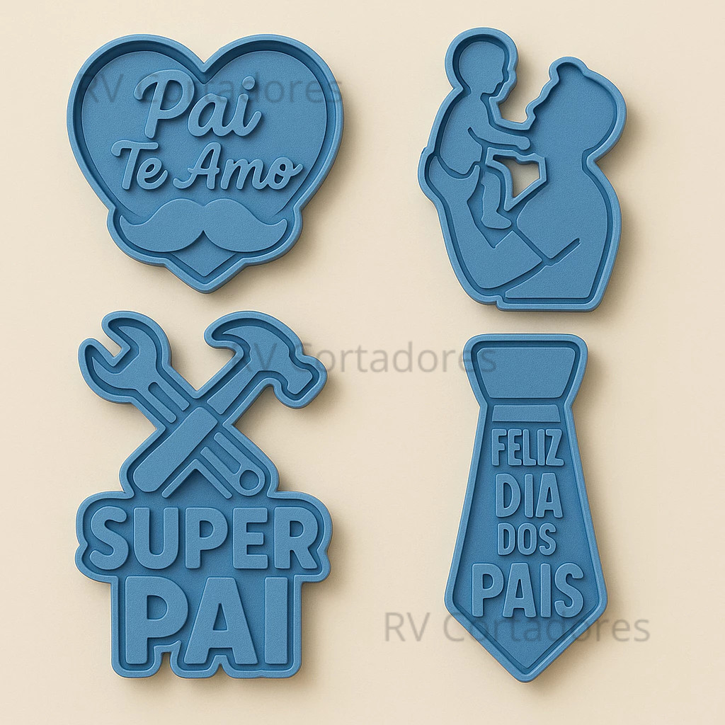 Cortadores Dia dos Pais - Kit Super Pai - Pasta Americana molde Biscuit