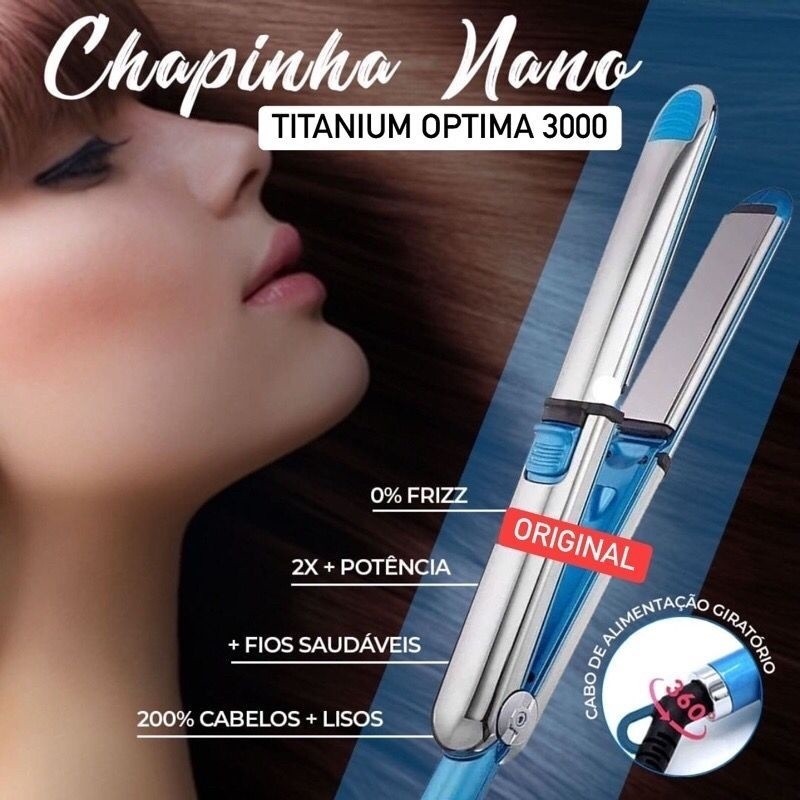 Prancha de Cabelo e Chapinha Super Nano Titanium Optima 3000 BIVOLT Profissional 465° F