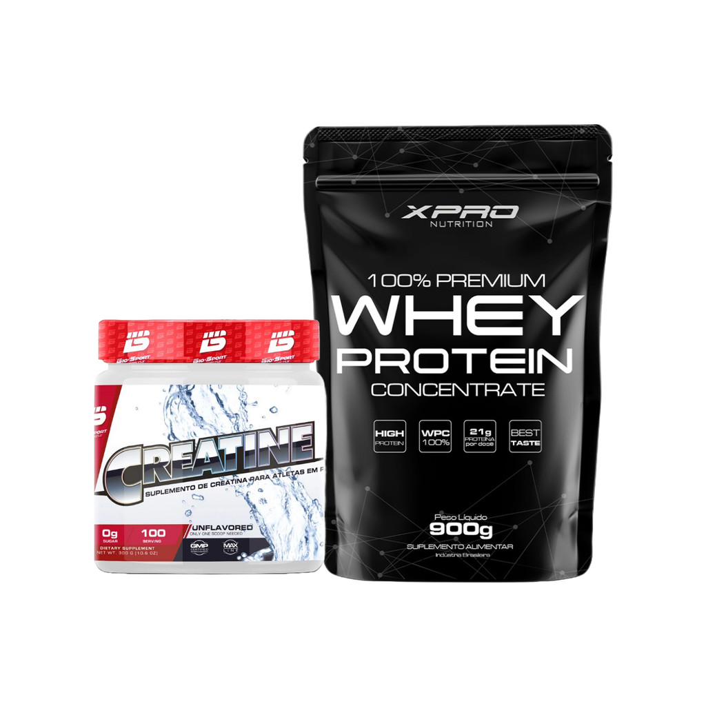 Kit Whey Protein 100% 900g XPro + Creatina Monohidratada Pure 300g Bio Sport