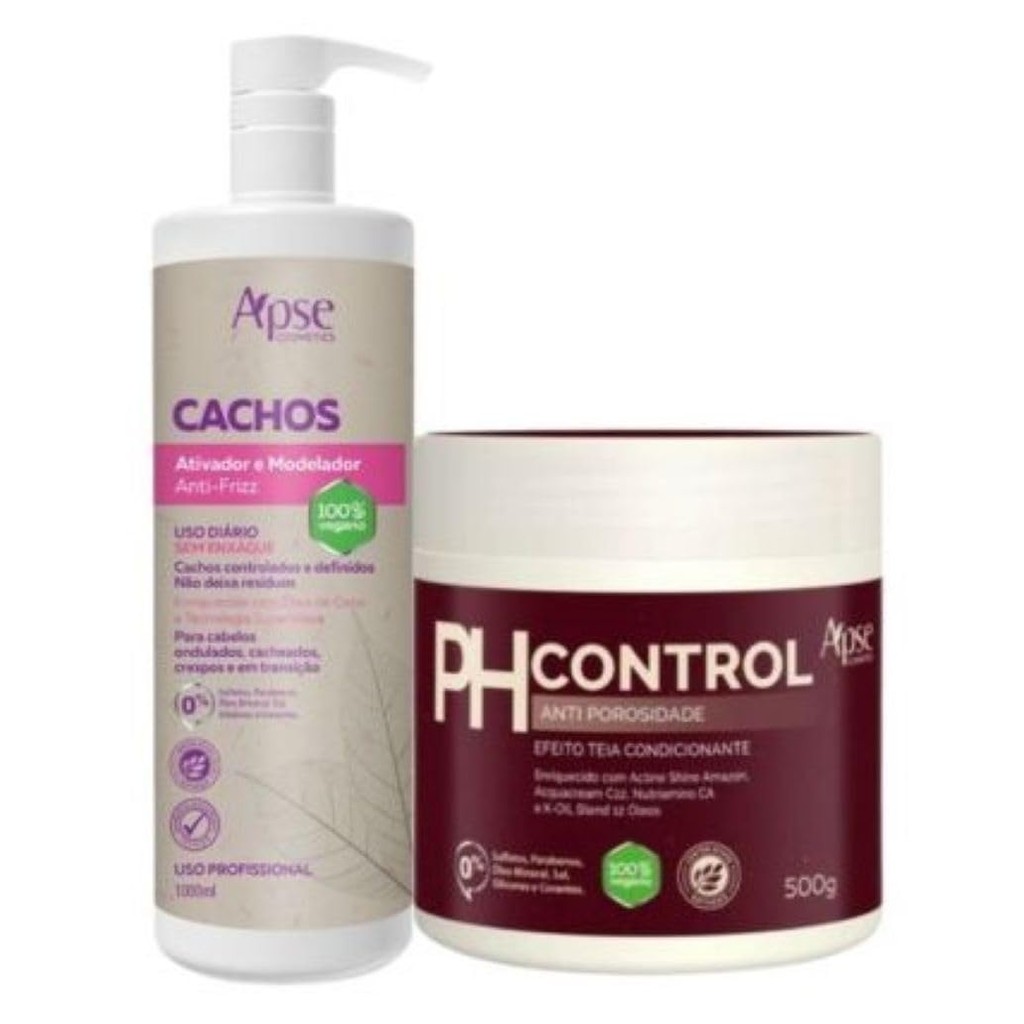 Apice Cosmetics, Kit Ativador Cachos 1L e PH Control Acidificante 500g Apse