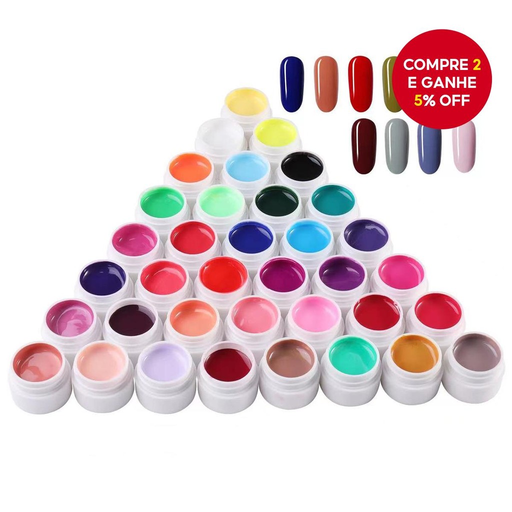 1 kit com 36 frascos de esmalte em gel colorido, seco rápido sob LED/UV, removível em água...