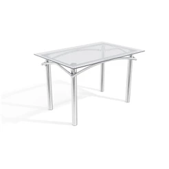 Mesa Elba Kappesberg Cromada com Tampo De Vidro Incolor 120cm