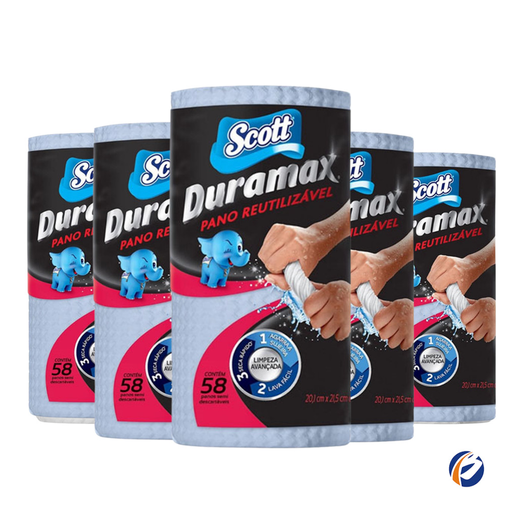 Kit com 5 Panos Duramax Scott Azul - Multiuso Reutilizável - Home & Living