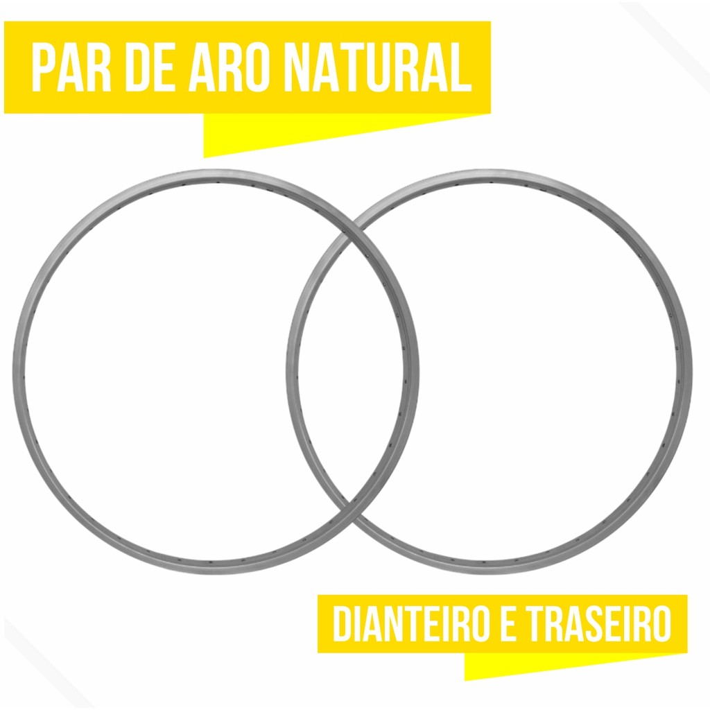 Par de Aros Alumínio Natural 26 x 1.9 Work 36 Furos Bike Mtb Beach Praiana Caiçara Polido Vzan