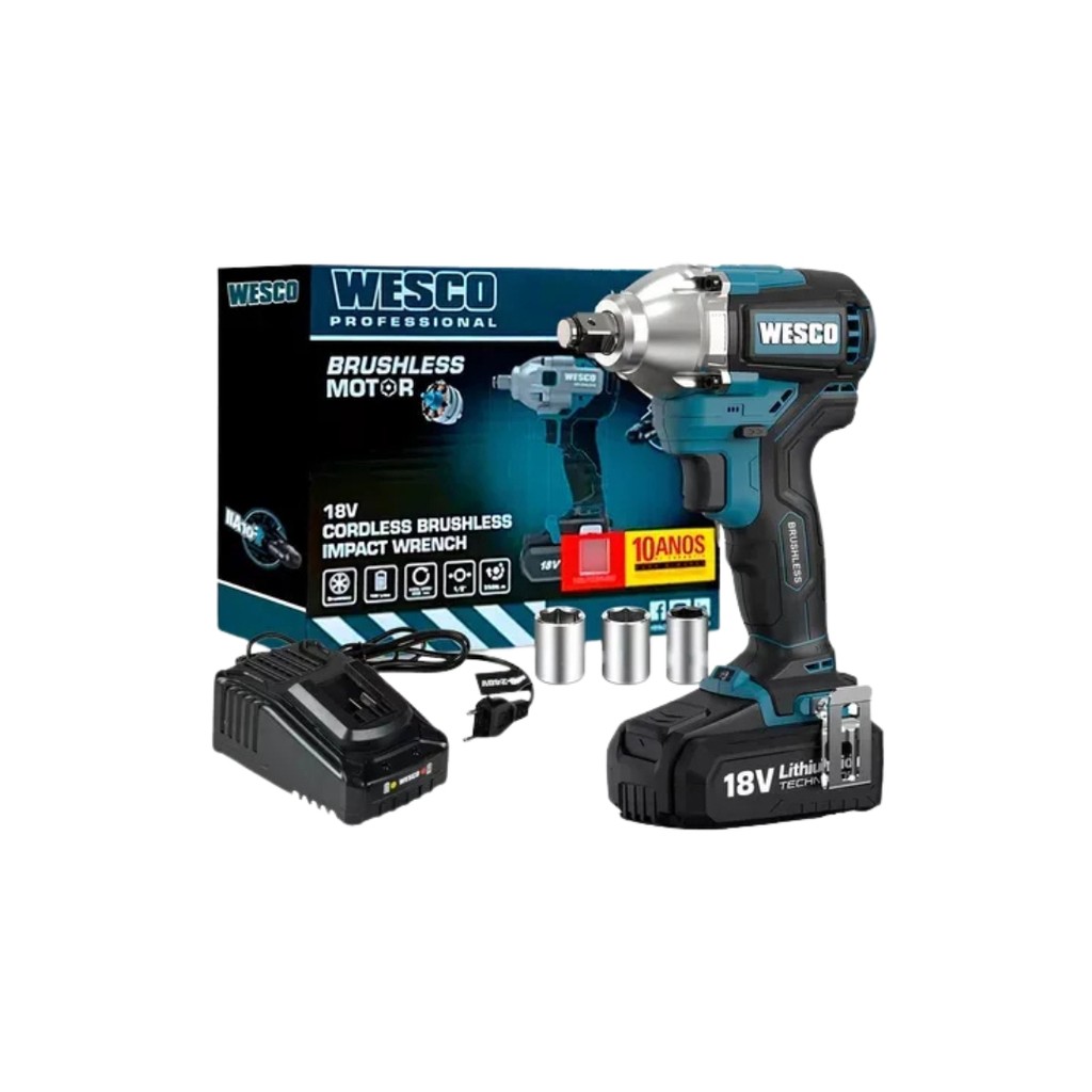Chave De Impacto Brushless 1/2 350 Nm 18v Com Bateria Ws2407.1 Wesco
