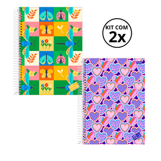 Kit 02 Cadernos Universitário 20 Matérias 320 Folhas Stella - Jandaia CAPA:Jardim/Coração em Oferta na Shopee
