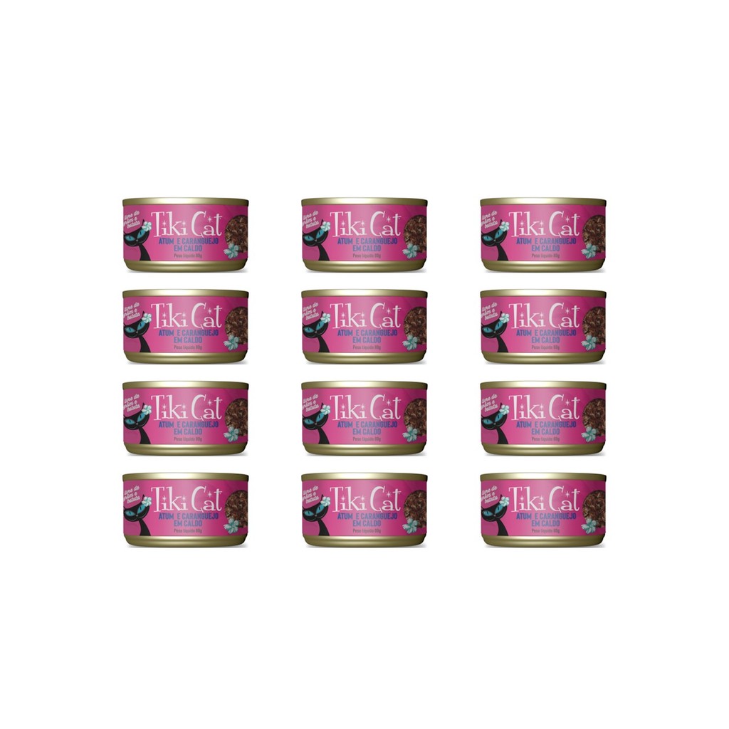 KIT 12 TIKI CAT GRILL ATUM & CARANGUEJO 80G LATA