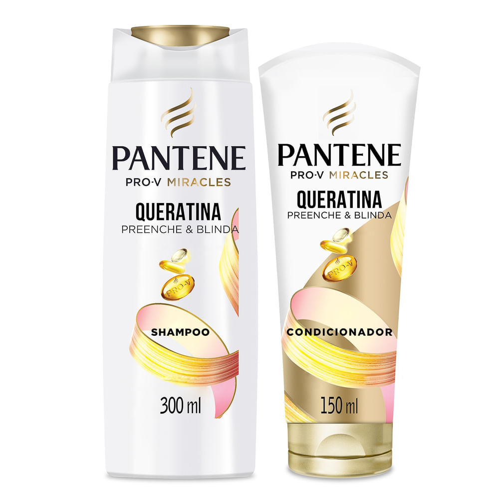 Shampoo 300ml e Condicionador 150ml Pantene Queratina - Beauty