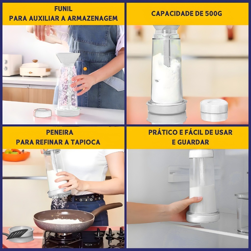 Tapioqueira Portátil Peneira Tapioca Crepioca Polvilhador Rotativo Tapy Semiautomática