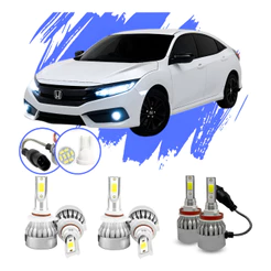 Lâmpada Led Civic Honda 2017 A 2020 Kit V10 - Efeito Xênon