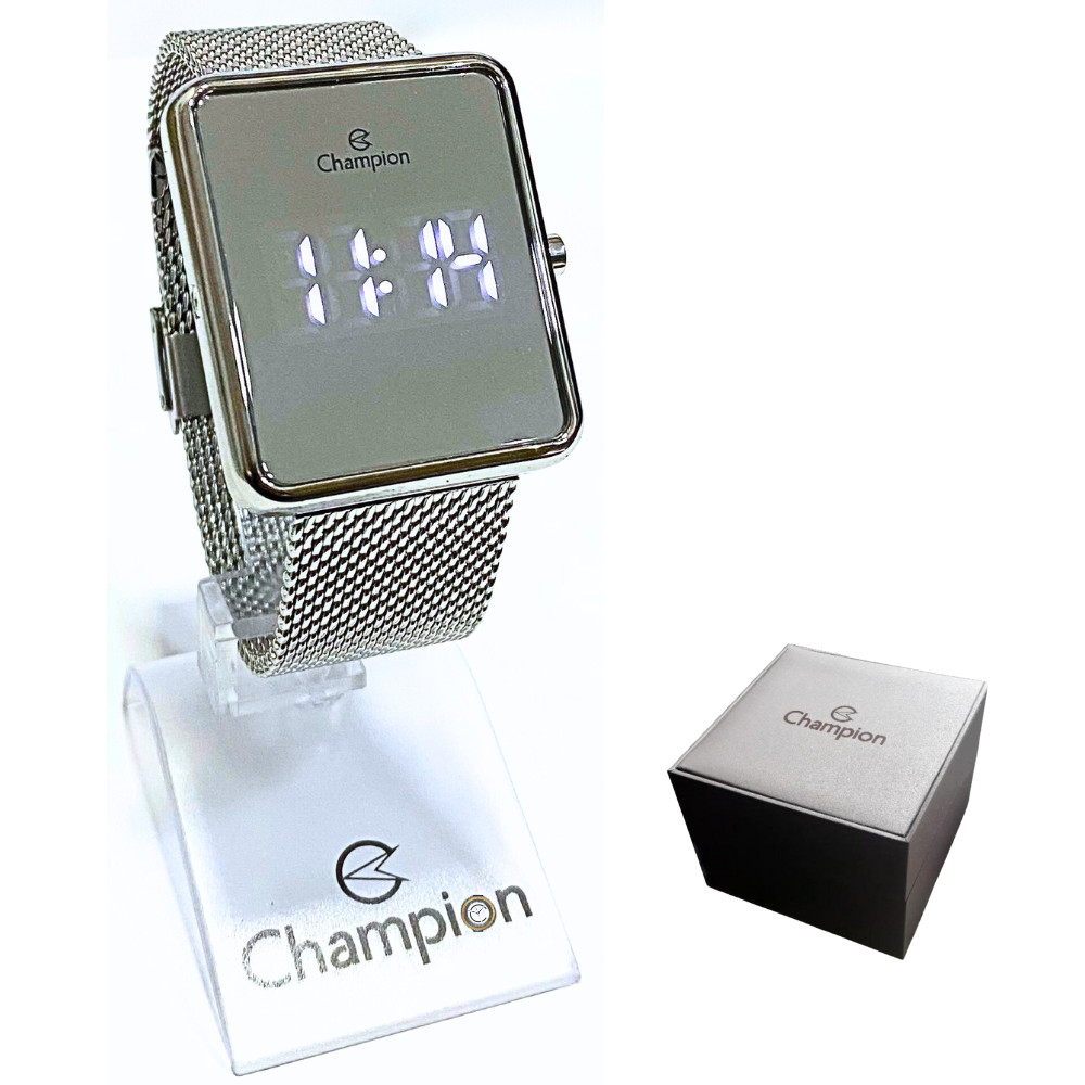 Relógio Champion Feminino Digital Led Branco Prateado CH40080S