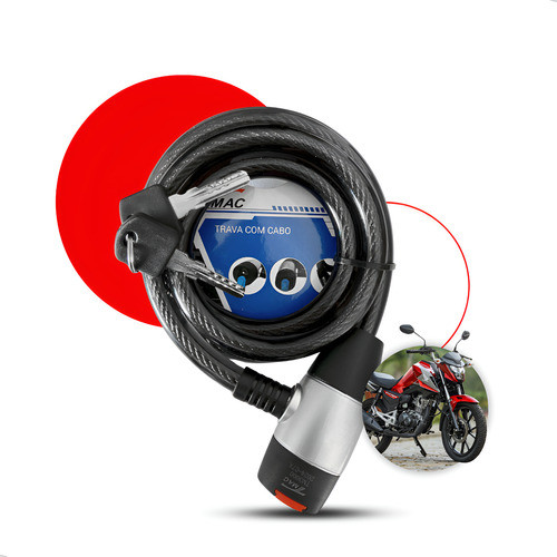 Trava Cadeado Cabo Aço Carro Moto Estepe Bike Bicicleta 12mm Tmac em Oferta na Shopee