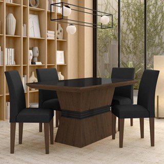 Mesa Com 4 Cadeiras 1,36 Versalhes Imb/preto/preto - Móveis Arapongas em Oferta na Shopee