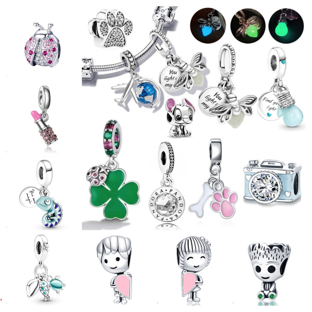 Berloque Encantos Prata 925 Trevo Mar Tartaruga Cereja Acessórios Pulseira Contas Amantes Diamante Incrustado