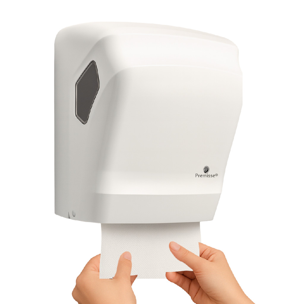 Toalheiro Dispenser Papel Toalha Auto Corte Bobina Banheiro Lavabo Cozinha Academia Clínica Hotel Salão Loja Comércio
