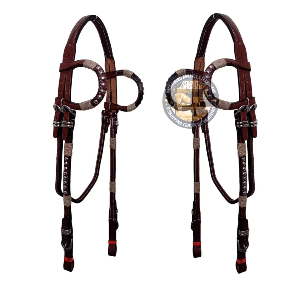 Cabeçada de orelha Manga-larga Cavalo Luxo com botão