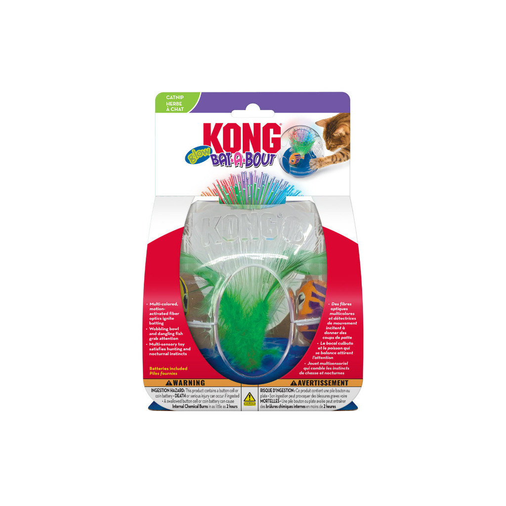Brinquedo para Gatos KONG Bat-A-Bout Glow Aquarium Interativo