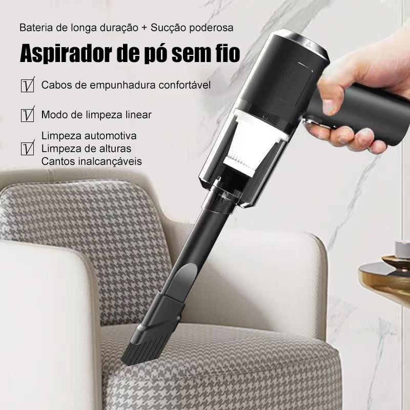 Mini Aspirador de Pó Portátil Automotivo Casa Sem Fio 3 em 1 Recarregável Potente 6000Pa