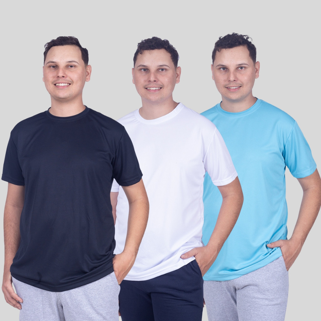 Kit 3 Camiseta masculina Dri-fit academia treino corrida esportes roupa fitnes musculação Dri-fit