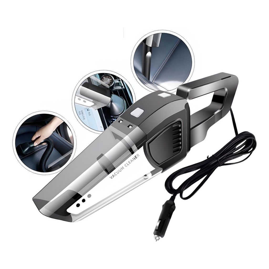 Aspirador de Pó Automotivo Portátil Luxcar Turbolux 12v 120w 500ml Adaptador Acendedor Cigarro 3 Acessórios
