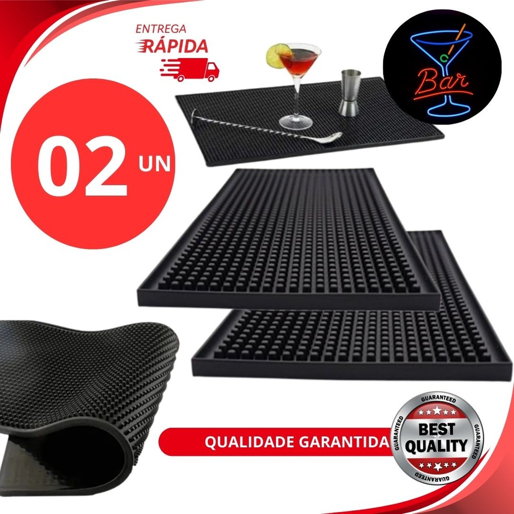 Kit 2 Tapete Escorredor Louça Silicone 15x30 Pia Preparo De Drinks Louça Antiderrapante