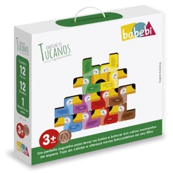 JOGO EMPILHE OS TUCANOS BABEBI EDUCATIVO MESA MADEIRA MDF JOGUINHOS BOLSA INFANTIL BRINQUEDO CARTAS