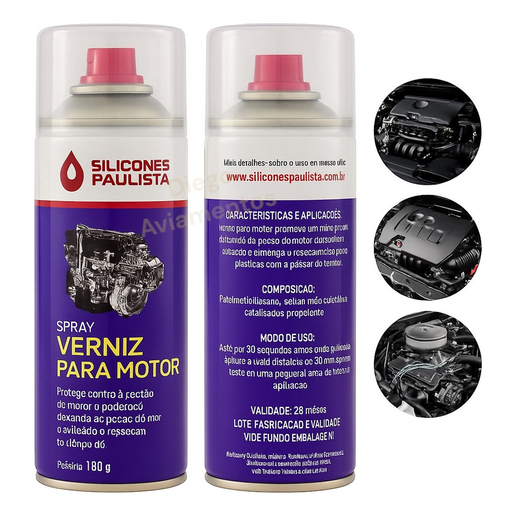 Spray Verniz para Motor Silicones Paulista 300ml / 180g proteção contra sujeira e água