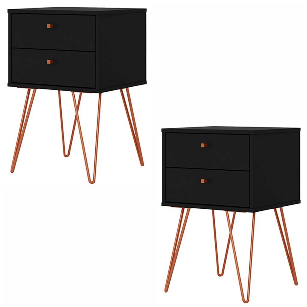 Kit Mesa de Cabeceira Retrô Pés Metal Bled Preto - Olivar Móveis em Oferta na Shopee