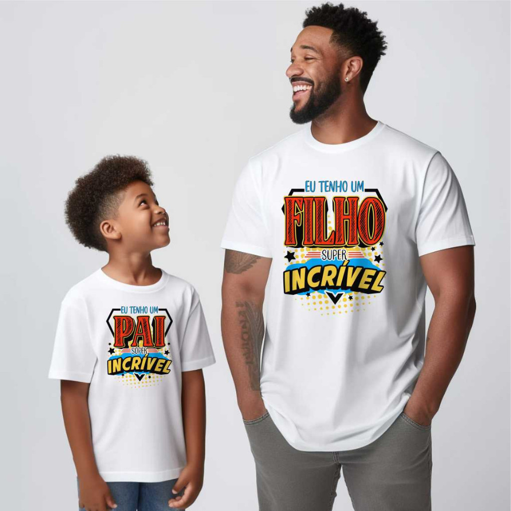 Kit 2 Camisa Personalizada Estampada Tenho Um filho Inclívell Adulto Infantil Ótimo Acabamento Tecido 100% Poliéster