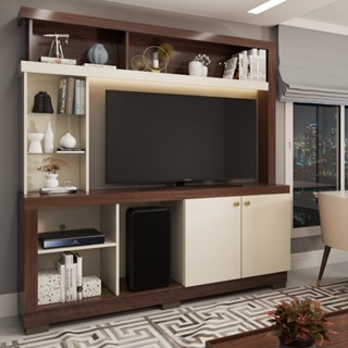 Estante para TV Até 50 Polegadas Malbec 2 Portas Nogueira Real/Off White - Pnr Móveis em Oferta na Shopee