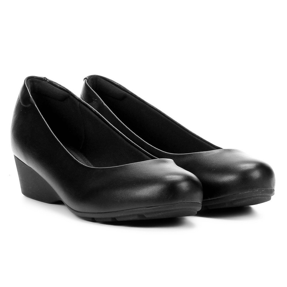 Scarpin Anabela Modare Salto Baixo Bico Redondo - Preto em Oferta na Shopee