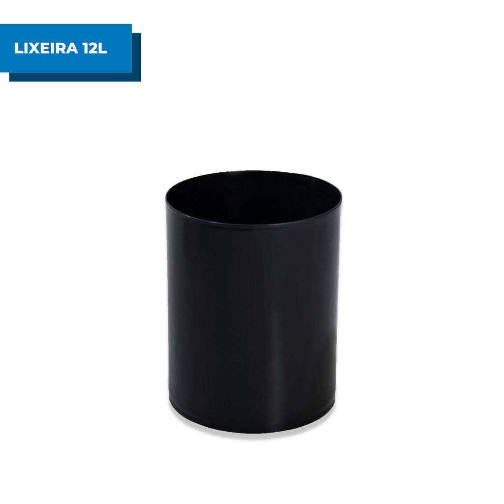 Lixeira JSN Plástica 12 Litros Redonda Pequena Sem Tampa Cesto de Lixo Chão Escritório Casa Quarto