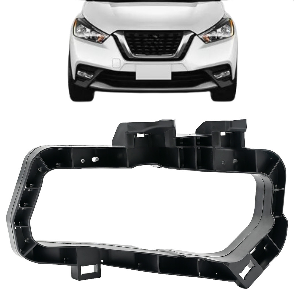 Suporte Moldura Farol Milha Kicks 2016 2017 2018 2019 2020 Preta